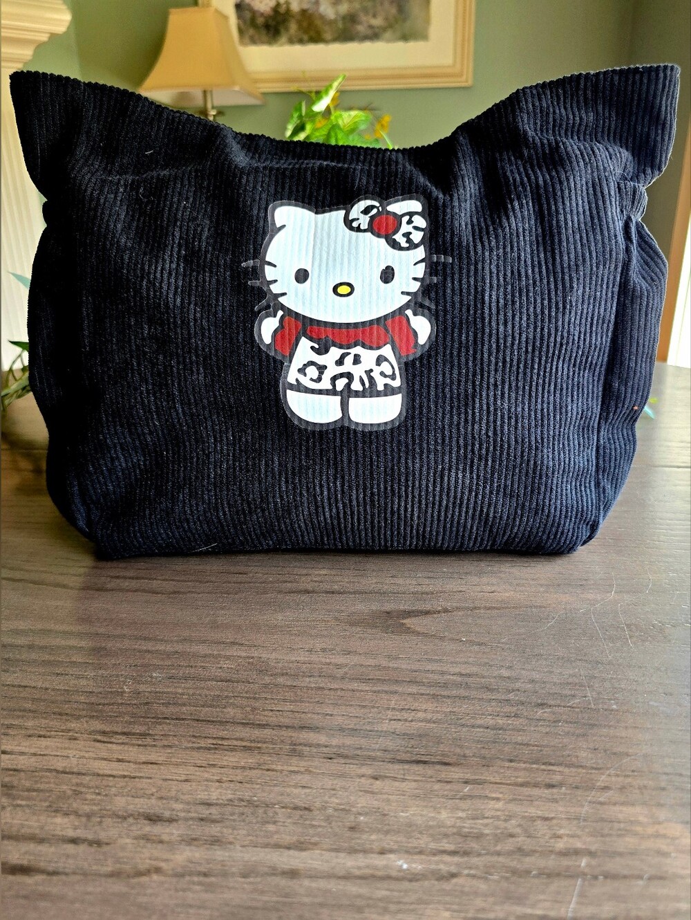 Sanrio Hello Kitty Black Corduroy Tote Bag With Zip Closure NWT - Picture 11 of 11